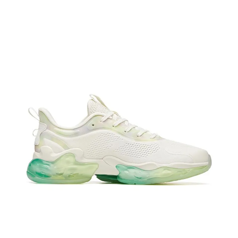 Anta Cushioning Coverage Support Balance Low Top Running Shoes White Green-1