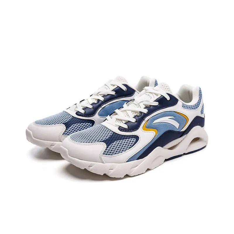 Anta Cushioned Slip Resistant Abrasion Resistant Low Top Running Shoes Men's White Gray-1