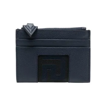 VERSACE Calfskin Wallet Men's Navy