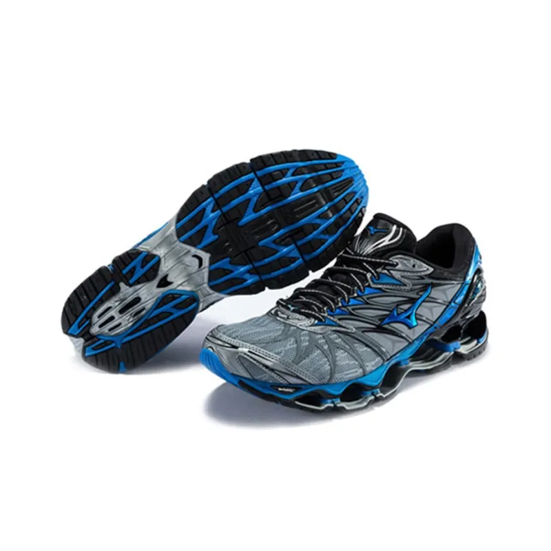 Mizuno Prophecy 7 Cushioning, Abrasion Resistant, Breathable Support Low Top Casual Running Shoes Unisex Gray Blue-3