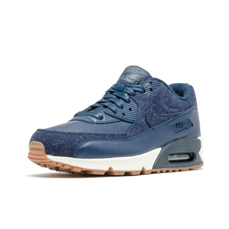 Nike Air Max 90 Cushioned Slip Resistant Coverage Low Top Running Shoes Men's Dark Blue-2