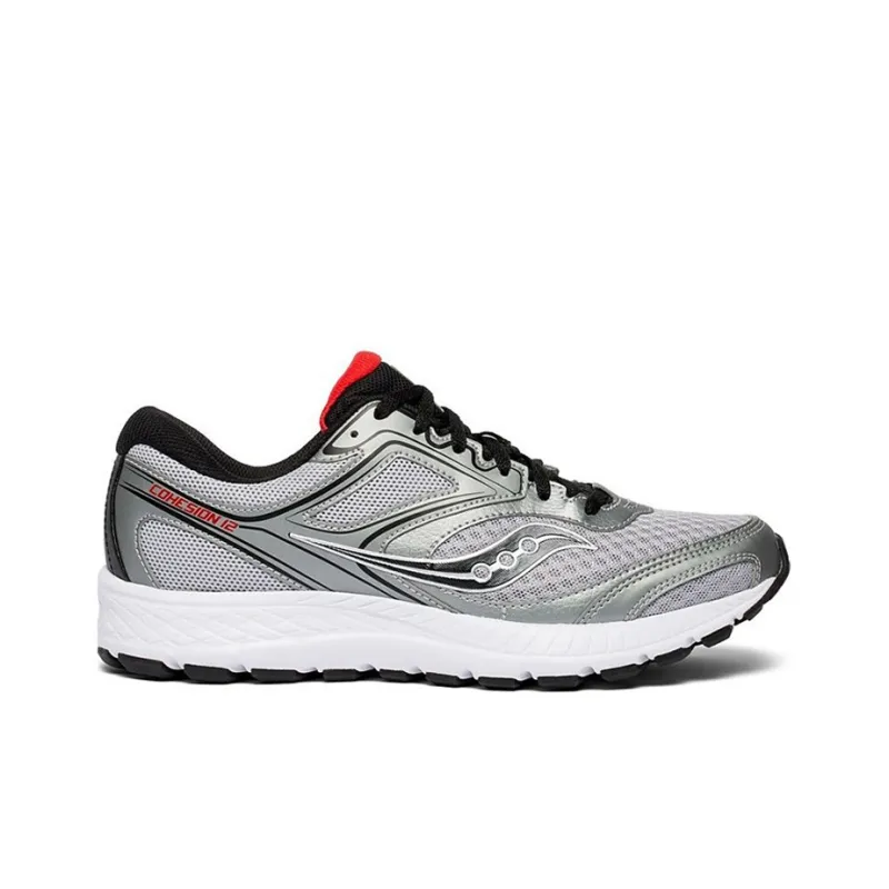 Saucony Cohesion 12 Cushioning Lightweight Low-Top Running Shoes Men's Silver Red-1