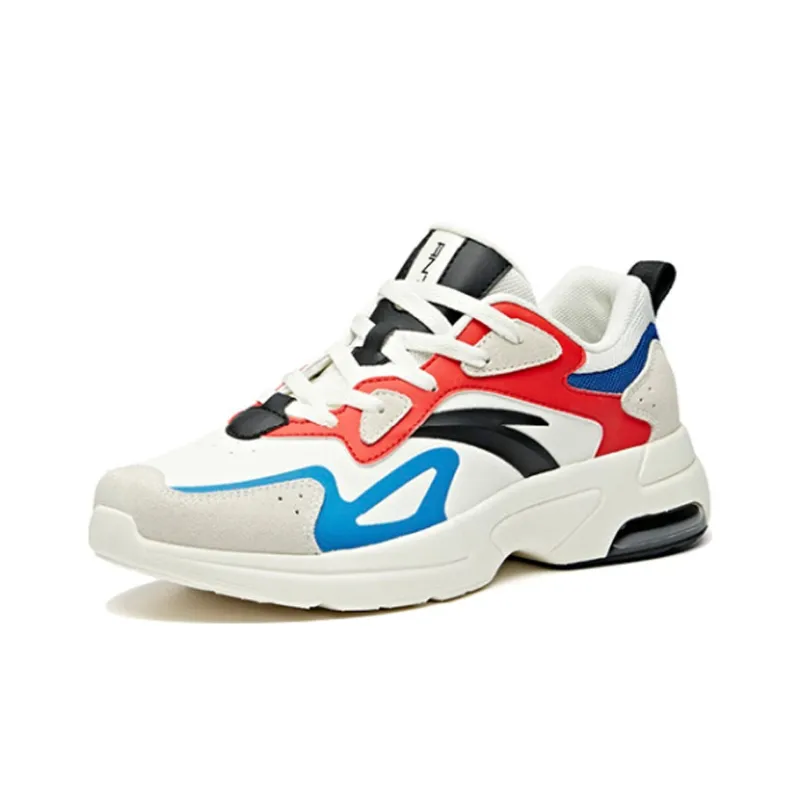 Anta Cushioned Slip-Resistant Low-Top Running Shoes Men's Red White Blue-1