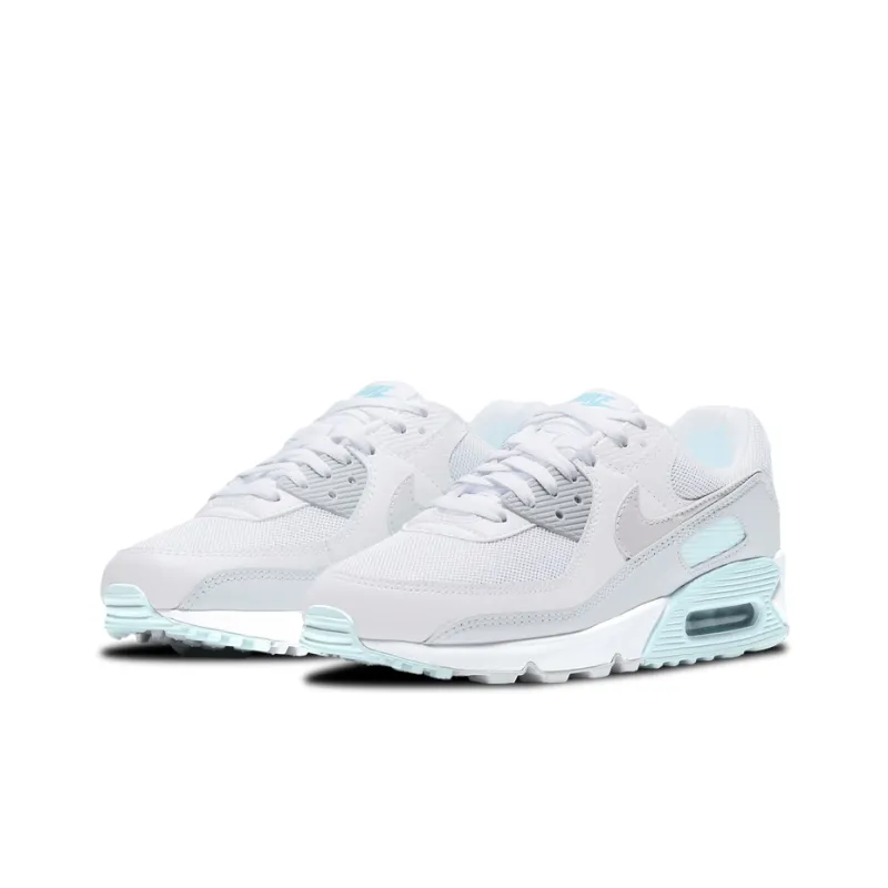 Nike Air Max 90 Cushioned Slip-Resistant Low-Top Running Shoes Men's Light Ice Blue-2