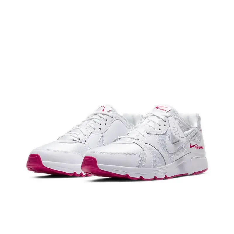 Nike Atsuma Cushioning Breathable Wear-Resistant Slip-Resistant Low-Top Running Shoes Men's White Red-2