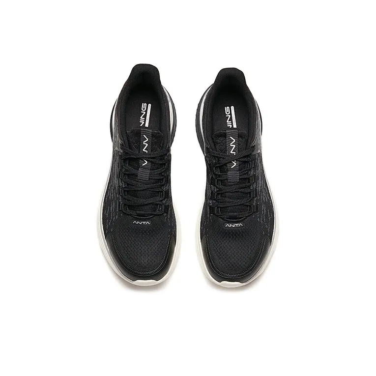 Anta Cushioning Abrasion Resistant Coverage Thermal Rebound Low Top Running Shoes Men's Black Gray-2