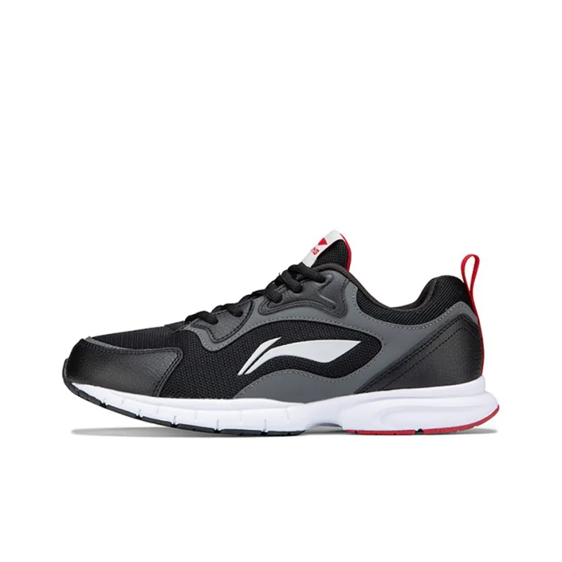 LiNing Cushioned Slip Resistant Breathable Lightweight Low Top Running Shoes Unisex Black White Gray-0