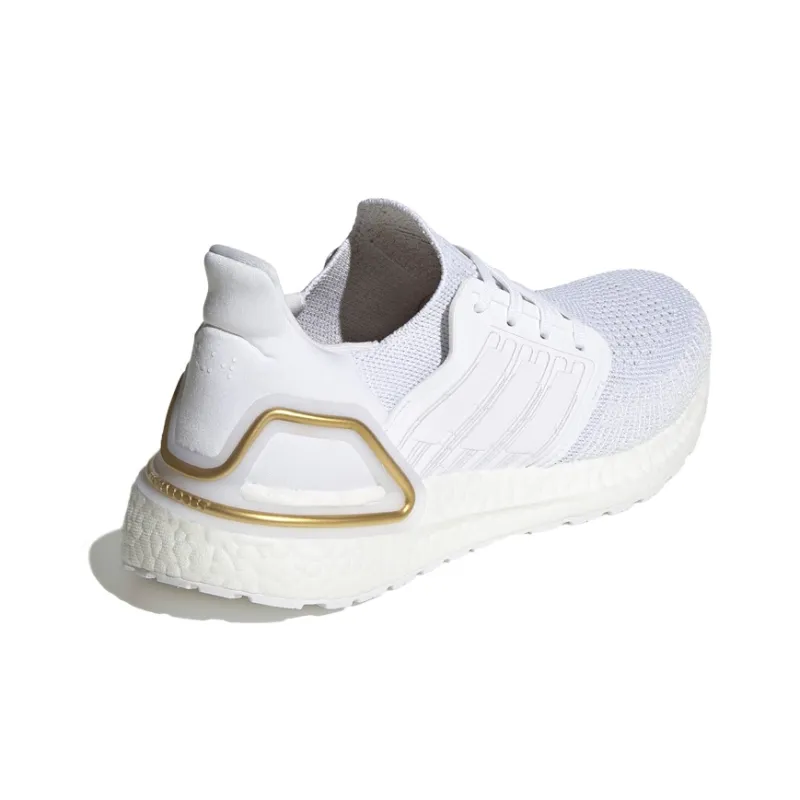 Adidas Ultra Boost 20 Cloud White Gold Metallic Heel Women's-3