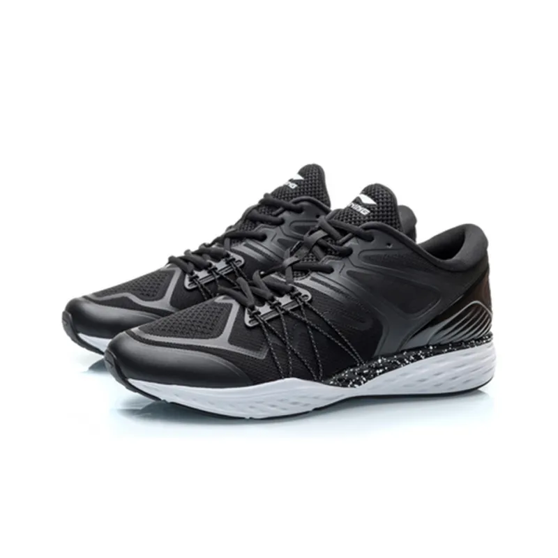LiNing Cushioning, Slip Resistant, And Abrasion Resistant Low Top Running Shoes Men's Black White-2