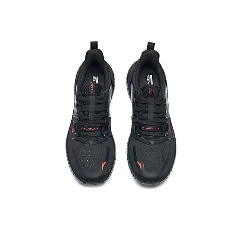 Anta Cushioning Coverage Rebound Low Top Running Shoes Men's Black Red-3