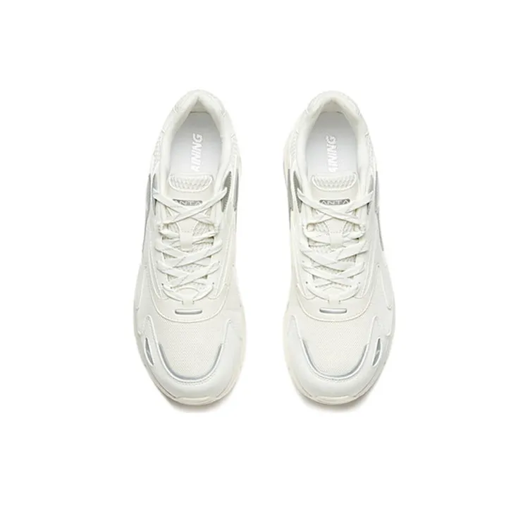 Anta Cushioning Slip Resistant Rebound Breathable Low Top Running Shoes Men's Silver White-2