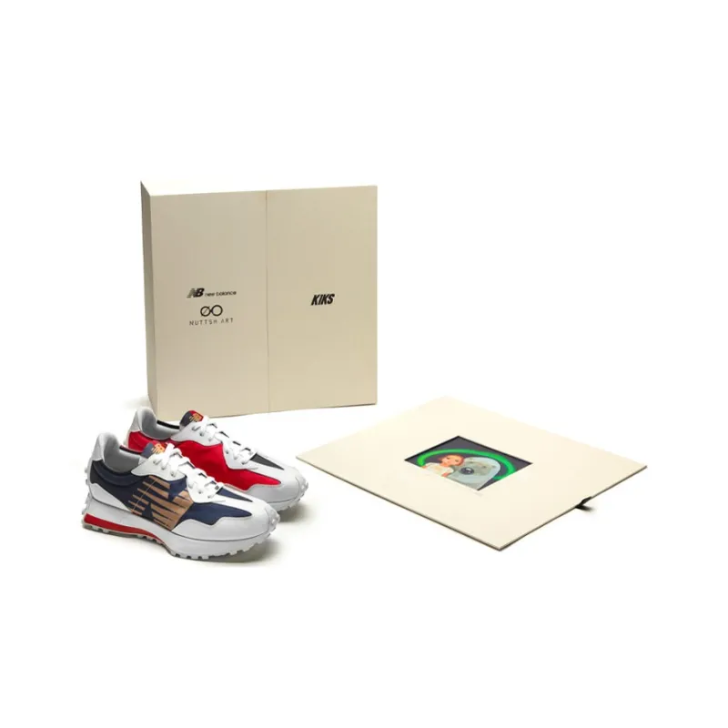 KIKS X NUTTSH ART X New Balance 327 White Red Blue-6