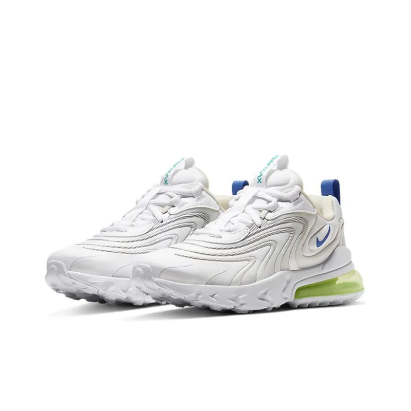 Nike Air Max 270 Cushioning Anti-Slip And Wear-Resistant Low-Top Marathon Running Shoes GS White Blue Green-2
