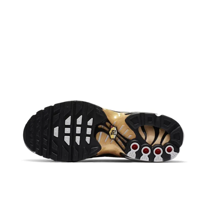 Nike Air Max Plus Cushioning Anti Slip And Wear Resistant Coverage Support Low Top Running Shoes GS Black White Gold-5