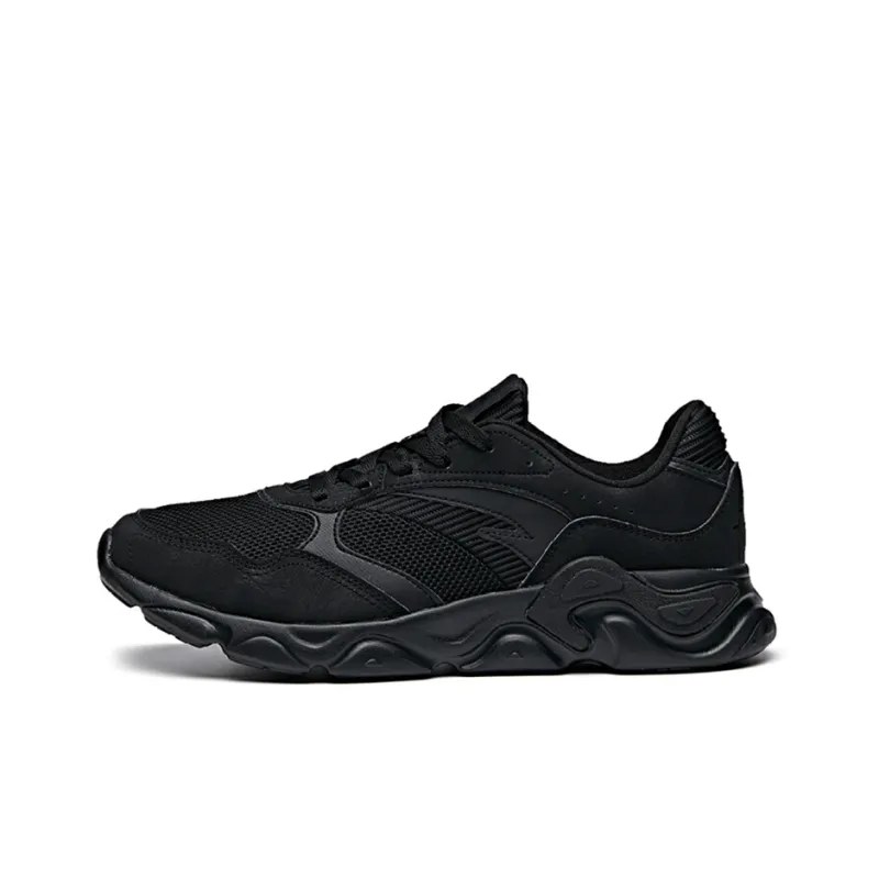 Anta Cushioning, Slip Resistant, Breathable, Lightweight Low Top Running Shoes Men's Black-0