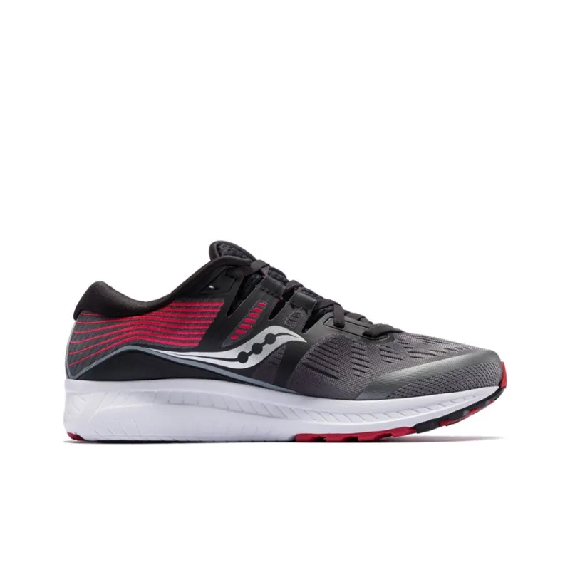 Saucony Ride ISO Cushioned Slip Resistant Abrasion Resistant Low Top Running Shoes Men's Black Red-1