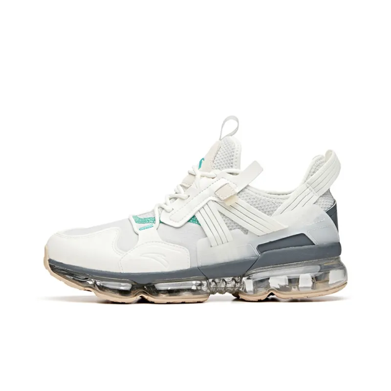 Anta Cushioning Abrasion Resistant Coverage Support Rebound Low Top Running Shoes Men's White Gray-0