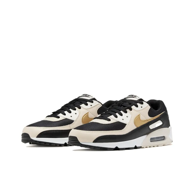Nike Air Max 90 Black Metallic Gold Summit White Women's-2