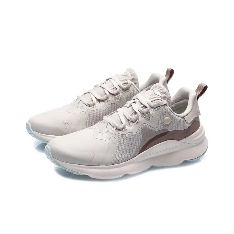 LiNing Cushioned Anti Slip Wear Resistant Breathable Lightweight Low Top Running Shoes Unisex Taupe-2