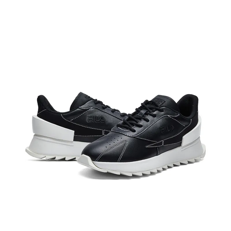 FILA FUSION Cushioning Anti Slip And Wear Resistant Low Top Running Shoes Women's Black-3