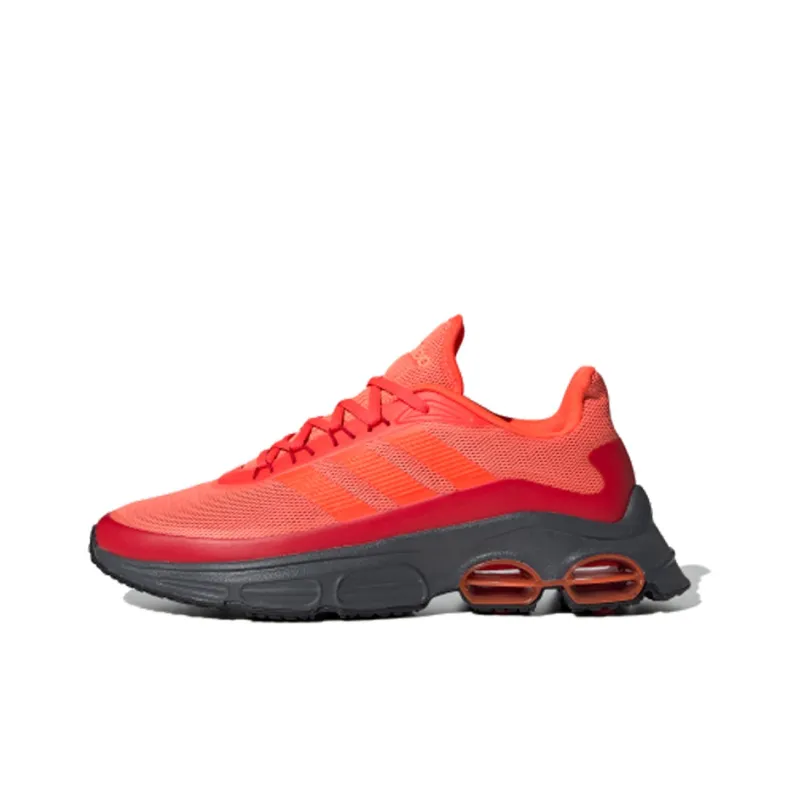 Adidas Quadcube Shock Absorbers Slip Resistant Breathable Low Top Running Shoes Men's Red Gray-0
