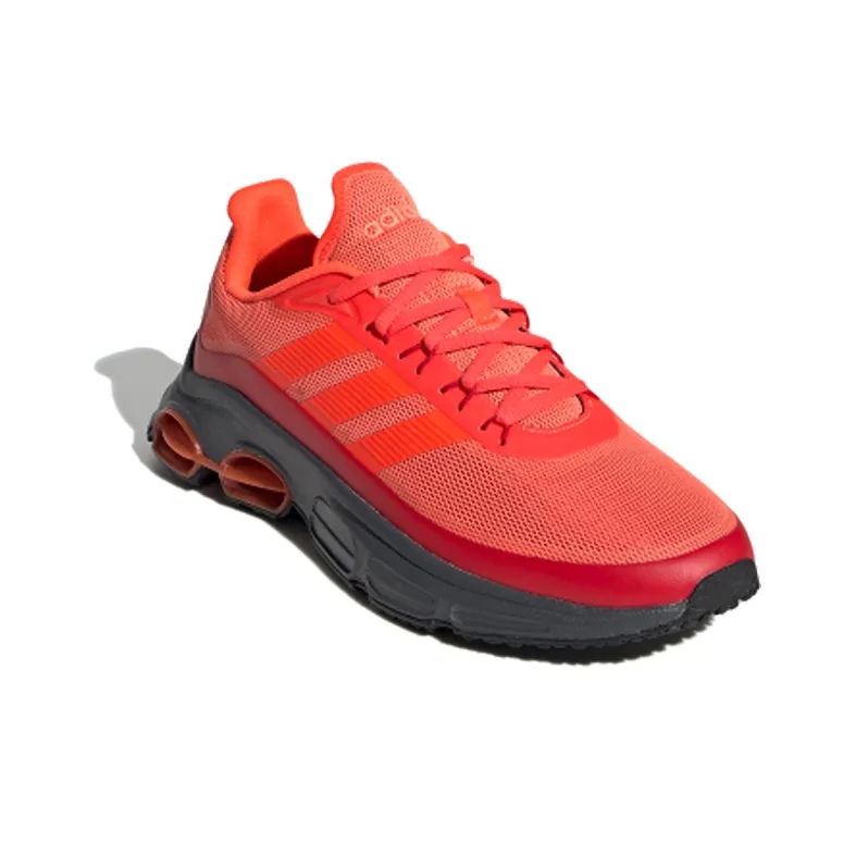 Adidas Quadcube Shock Absorbers Slip Resistant Breathable Low Top Running Shoes Men's Red Gray-1