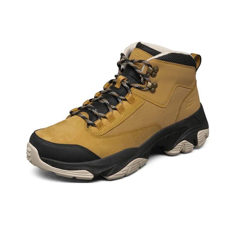 Skechers ARCH FIT D'LITES Wear Resistant Coverage Impact Resistant High Top Running Shoes Men's Wheat Yellow Black-2