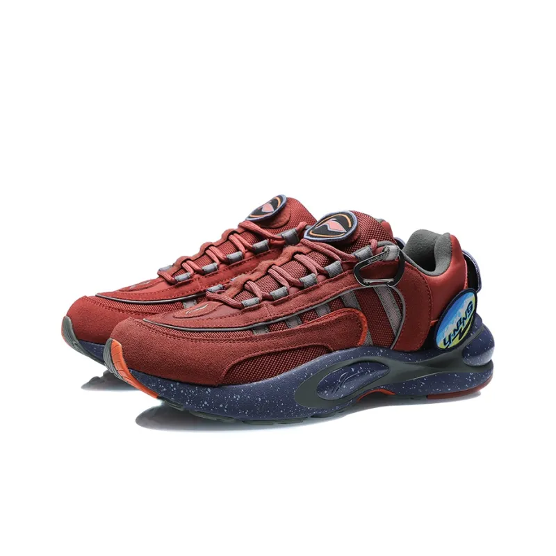 LiNing Cushioning Anti Slip Wear Resistant Breathable Supportive Lightweight Low Top Running Shoes Men's Red Blue-2