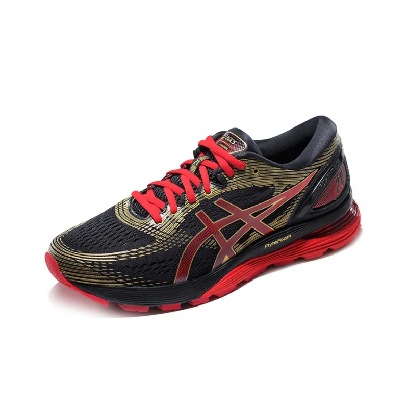 Asics GEL Nimbus 21 Slip Resistant Cushioning Wear Resistant Breathable Low Top Running Shoes Men's Black Red-1