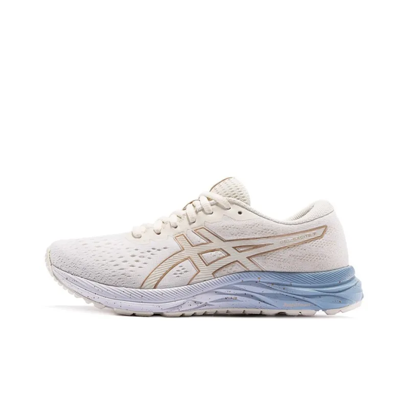 Asics Gel Excite 7 Slip Resistant, Abrasion Resistant, Breathable Low Top Running Shoes Women's White Blue-0