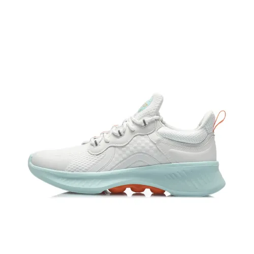 LiNing EazGo Comfortable Collection Cushioning Anti Slip And Wear Resistant Low Top Running Shoes Women's White Blue