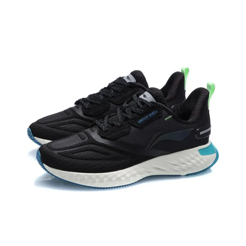 LiNing SHIELD Cushioned Anti-Slip Wear-Resistant And Water-Resistant Low-Top Running Shoes Men's Black White Blue-2