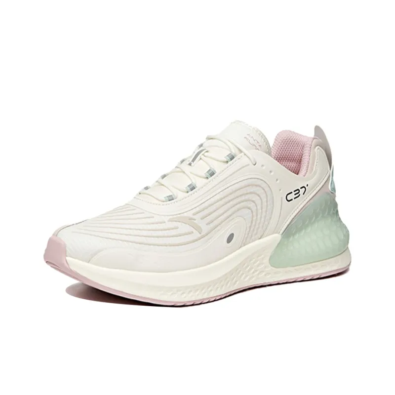 Anta C37+ Cushioned Anti Slip Wear Resistant Breathable Lightweight Low Top Running Shoes Women's White Green-2