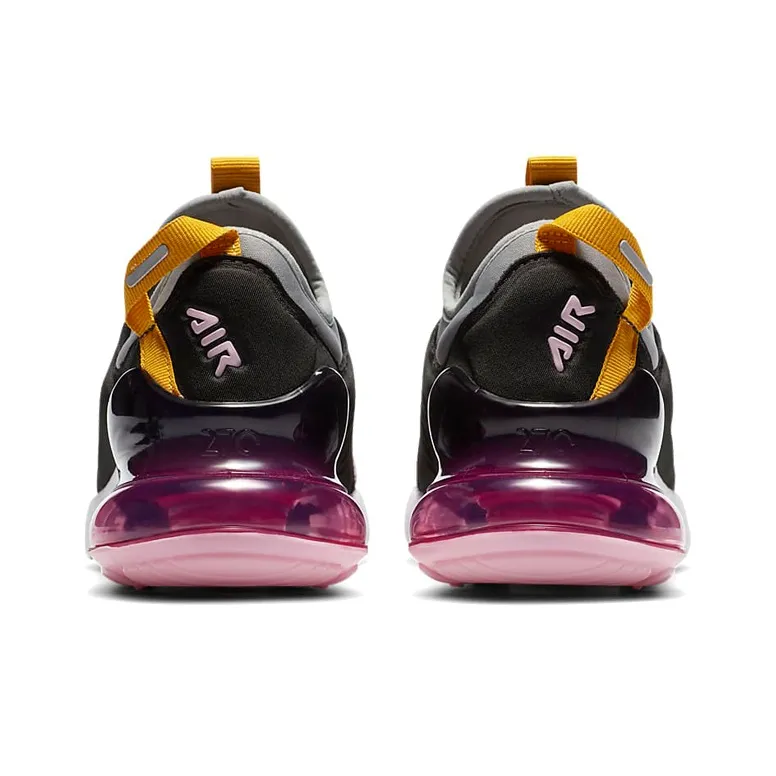 Nike Air Max 270 Cushioned Slip-Resistant Low-Top Running Shoes GS Pink Gray Black-3