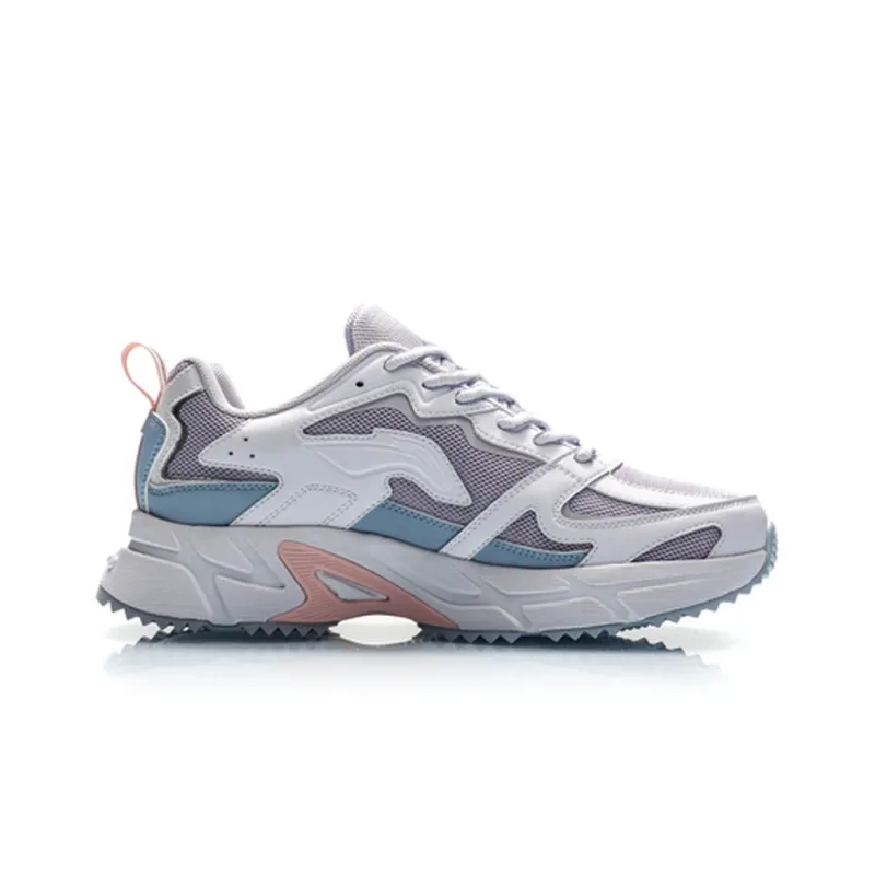 LiNing Cushioned Slip Resistant Abrasion Resistant Breathable Low Top Casual Running Shoes Women's Bad Little Purple-1