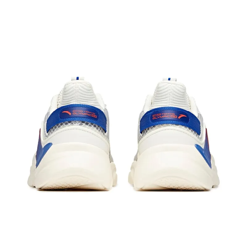 Anta Cushioned Anti-Slip Wear-Resistant Breathable Lightweight Low-Top Running Shoes Men's White Blue Orange-3