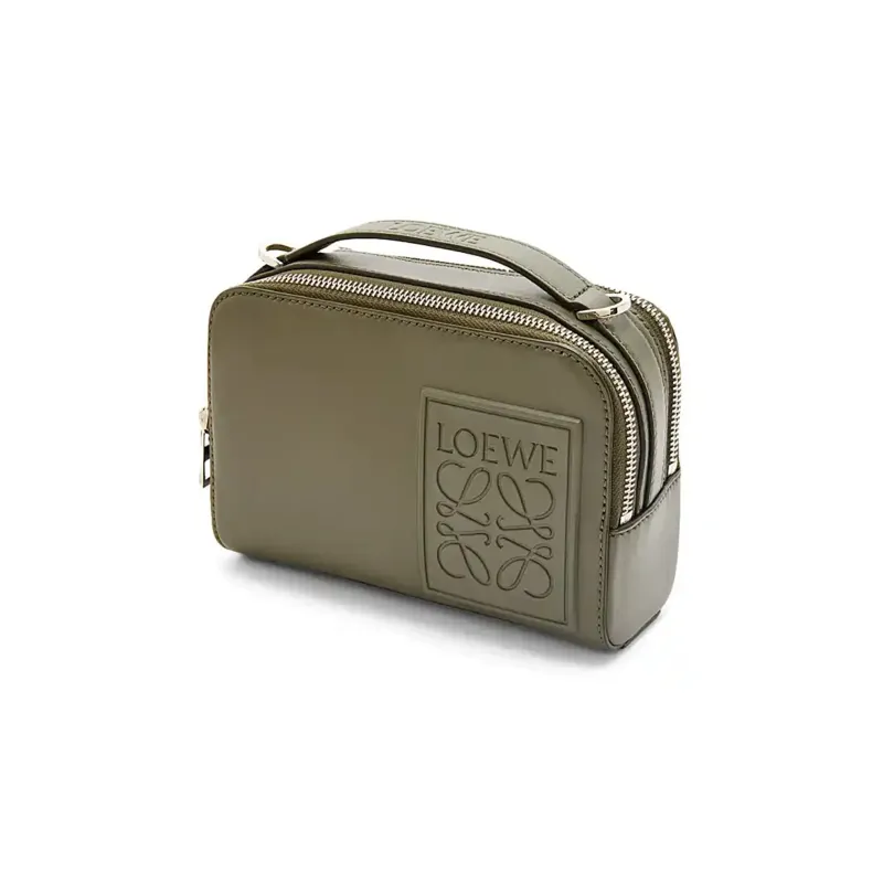 LOEWE Satin Cow Leather Camera Bag, Shoulder Bag, Crossbody Bag Mini Men's Khaki Green-2