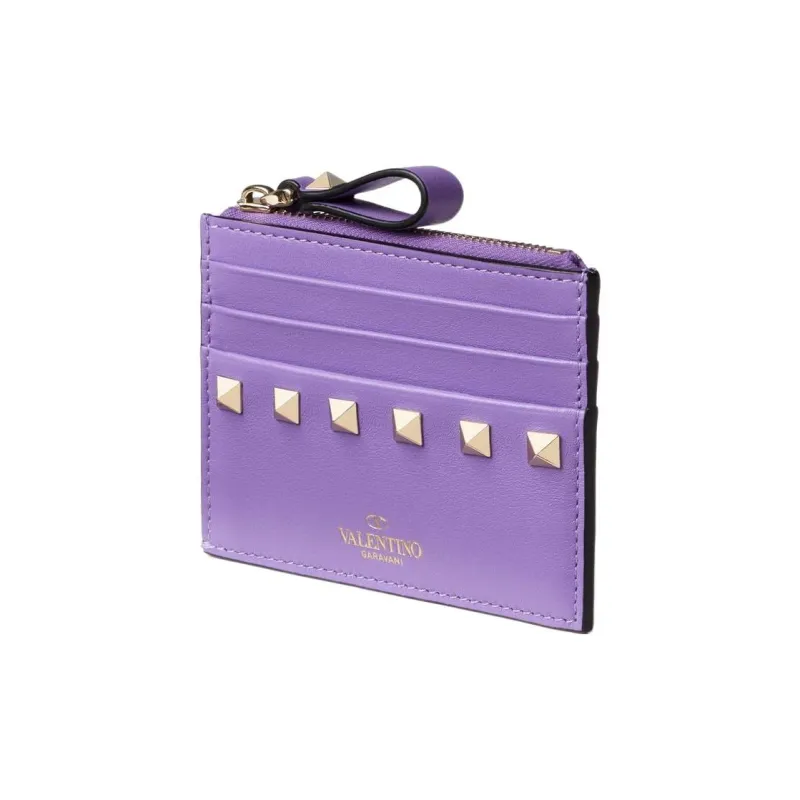 Valentino Smooth Calf Leather Coin Purses Card Holders Regular Women's Purple-1