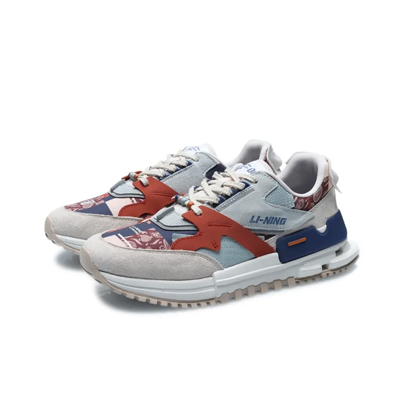 LiNing Running Shoes Men Low Top Gray/Orange/Green-2