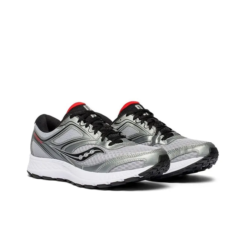 Saucony Cohesion 12 Cushioning Lightweight Low-Top Running Shoes Men's Silver Red-3