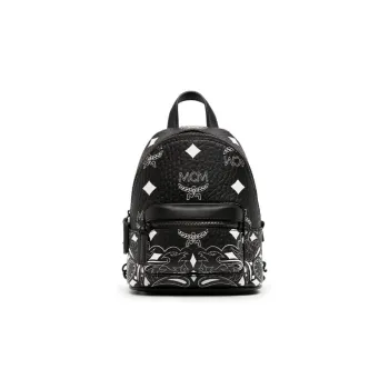 MCM Canvas With Leather Backpack Women's Black