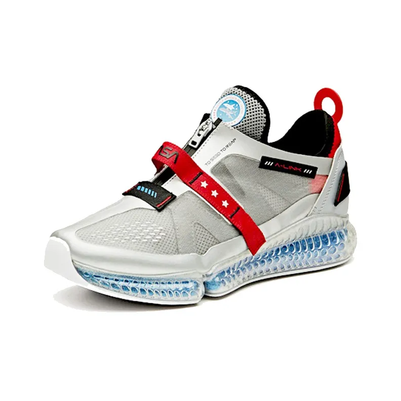 Anta Cushioning Breathable Lightweight Low-Top Running Shoes Men's Silver White-2