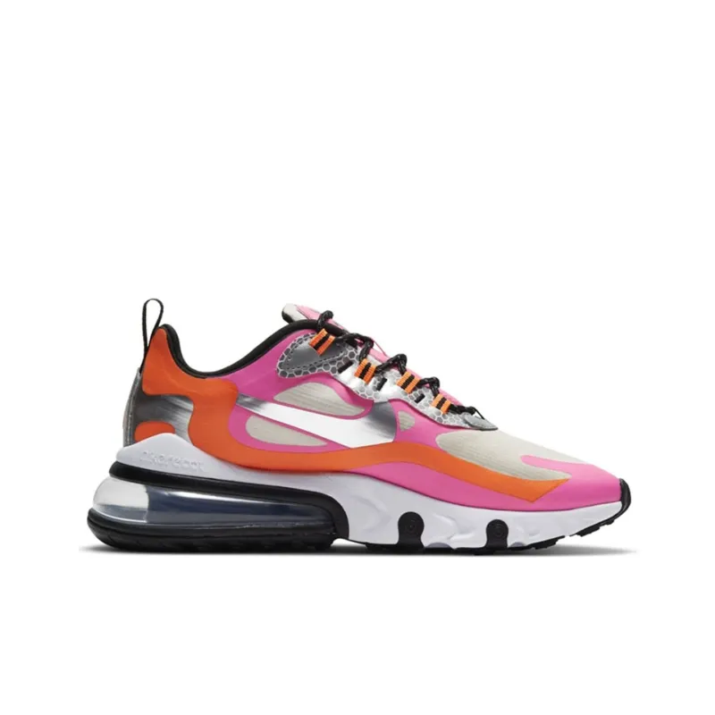Nike Air Max 270 Cushioned Reflective Slip-Resistant Low-Top Running Shoes Men's Pink Gray Orange-1