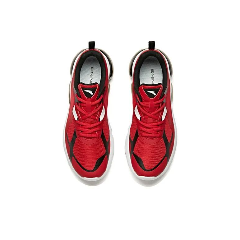 Anta Cushioned Slip-Resistant Abrasion-Resistant Breathable Low-Top Running Shoes Men's Red White Black-2