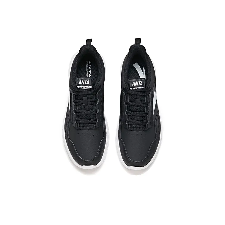 Anta Running Collection Cushioning Anti Slip And Wear Resistant Low Top Running Shoes Men's Black White-2