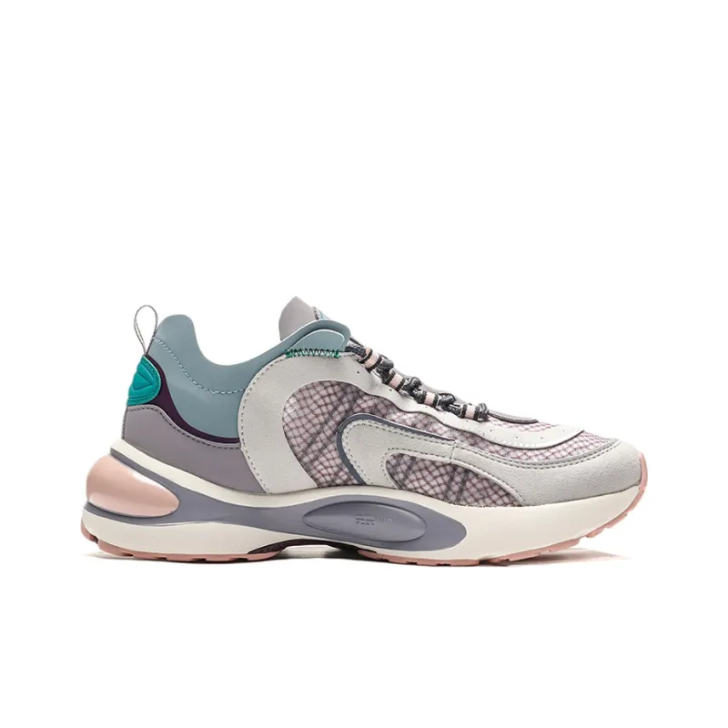 LiNing V8 Low-Top Running Shoes Women's Gray Purple Pink-1