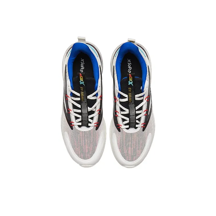 XTEP Cushioning Anti Slip And Wear Resistant Low Top Running Shoes Men's White Black Blue-1