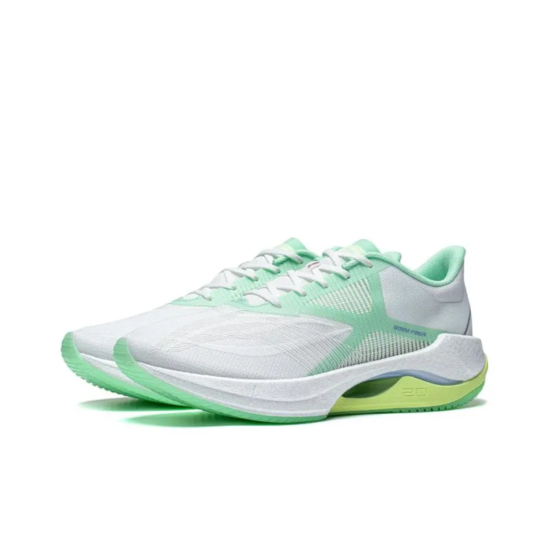LiNing Super Light 20 Cushioned Slip Resistant Abrasion Resistant Low Top Casual Running Shoes Women's White Green-2