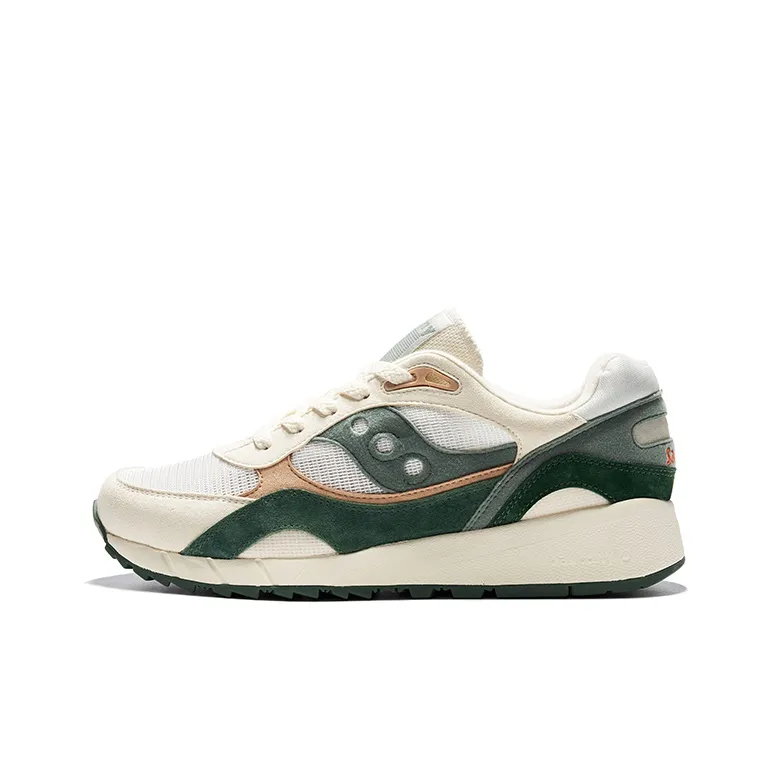 Saucony Shadow 6000 Anti Slip And Wear Resistant Height Increasing Low Top Casual Running Shoes Unisex White Green-0