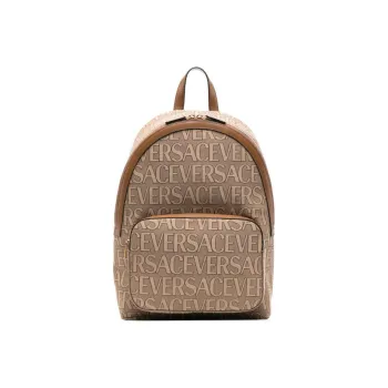 VERSACE Fabric With Calfskin Backpack Regular Men's Dark Beige